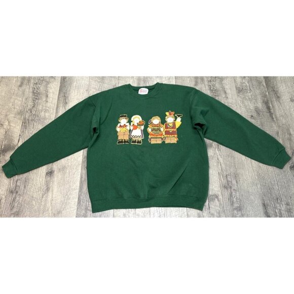 Hanes Tops - Vintage Hanes Halloween Pilgrim Sweatshirt Womens Large Fall Pumpkins Folk Art
